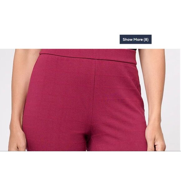 Isaac Mizrahi Live! Printed Ponte Baby Bootcut Ankle Pant Sangria 2X A609778 - Picture 2 of 2